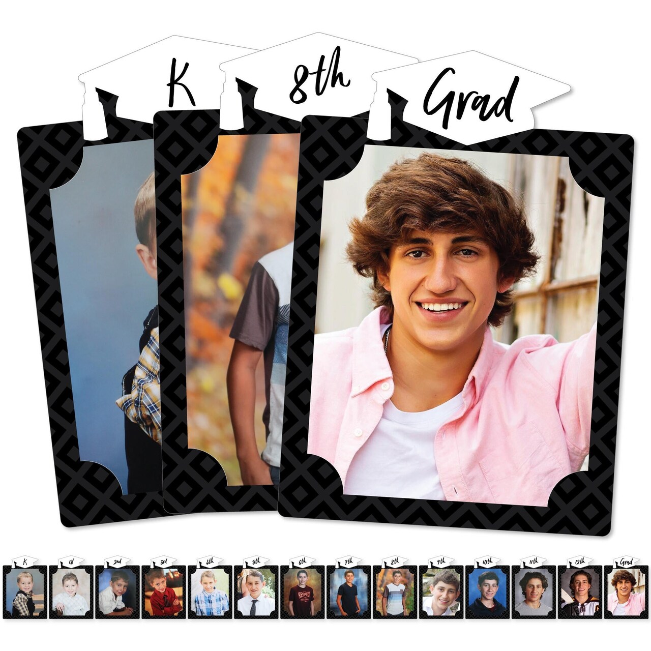 Big Dot of Happiness Black and White Graduation 8 x 10 inches K-12 School Photo Holder - DIY Party Decor - Picturific Display